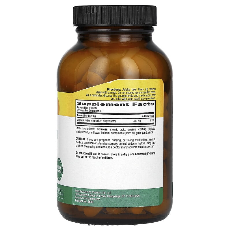 컨트리라이프 킬레이트 마그네슘 글리시네이트 400mg 90정, 3개 - 상세 이미지 2