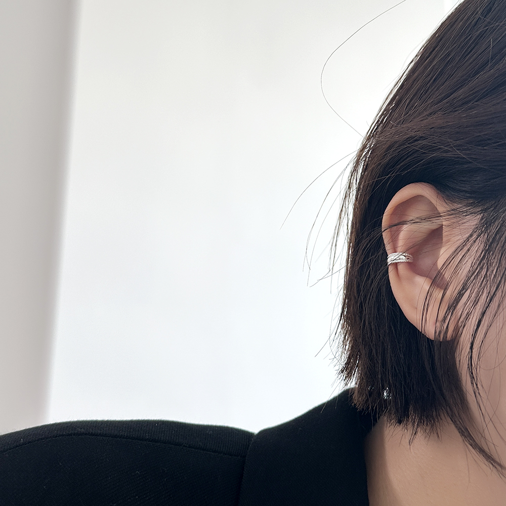 silver925 빈티지 볼드 실버 이어커프 링 귀찌 귀안뚫는귀걸이 - 상세 이미지 2