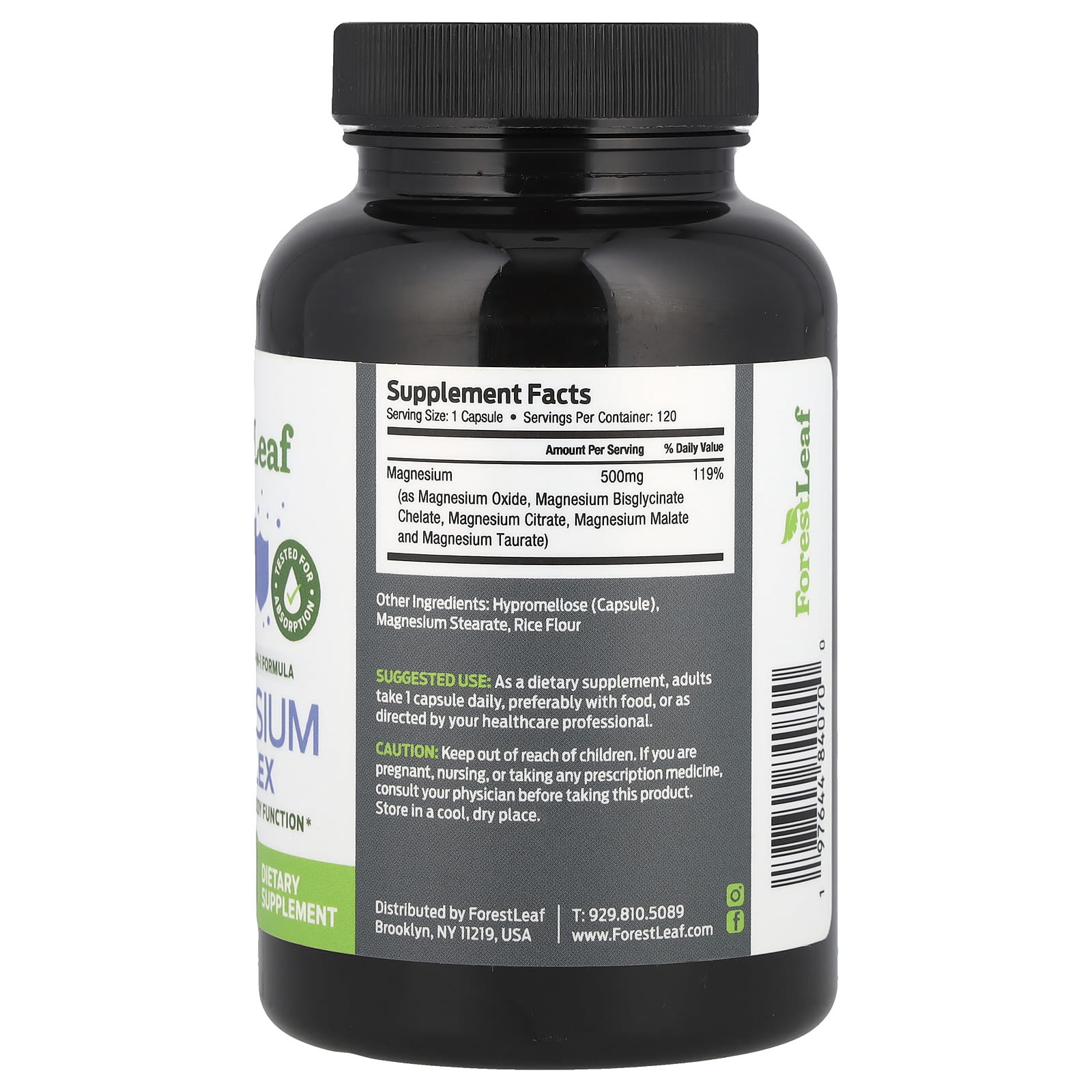 포레스트리프 어드밴스 마그네슘 콤플렉스 500mg 120정 킬레이트 시트레이트 x 3병 - 상세 이미지 2