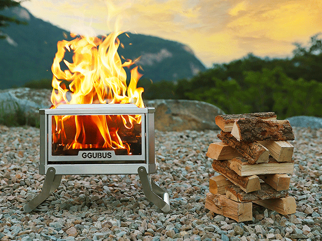 꾸버스 서라운드뷰 유리 화로대 불멍 접이식 화로 스테인리스 캠핑