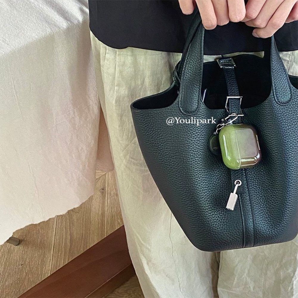 에어팟 4세대 케이스 그린 호피 실리콘 펜던트 버클 커버 호박색 표범 무늬 에어팟 프로 2세대 - 상세 이미지 2