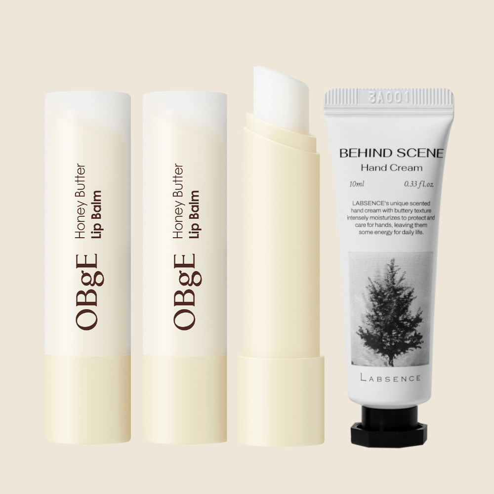 오브제 허니 버터 무색 보습 립밤 3g 2개 + 핸드크림 10ml 세트 - 메인 이미지