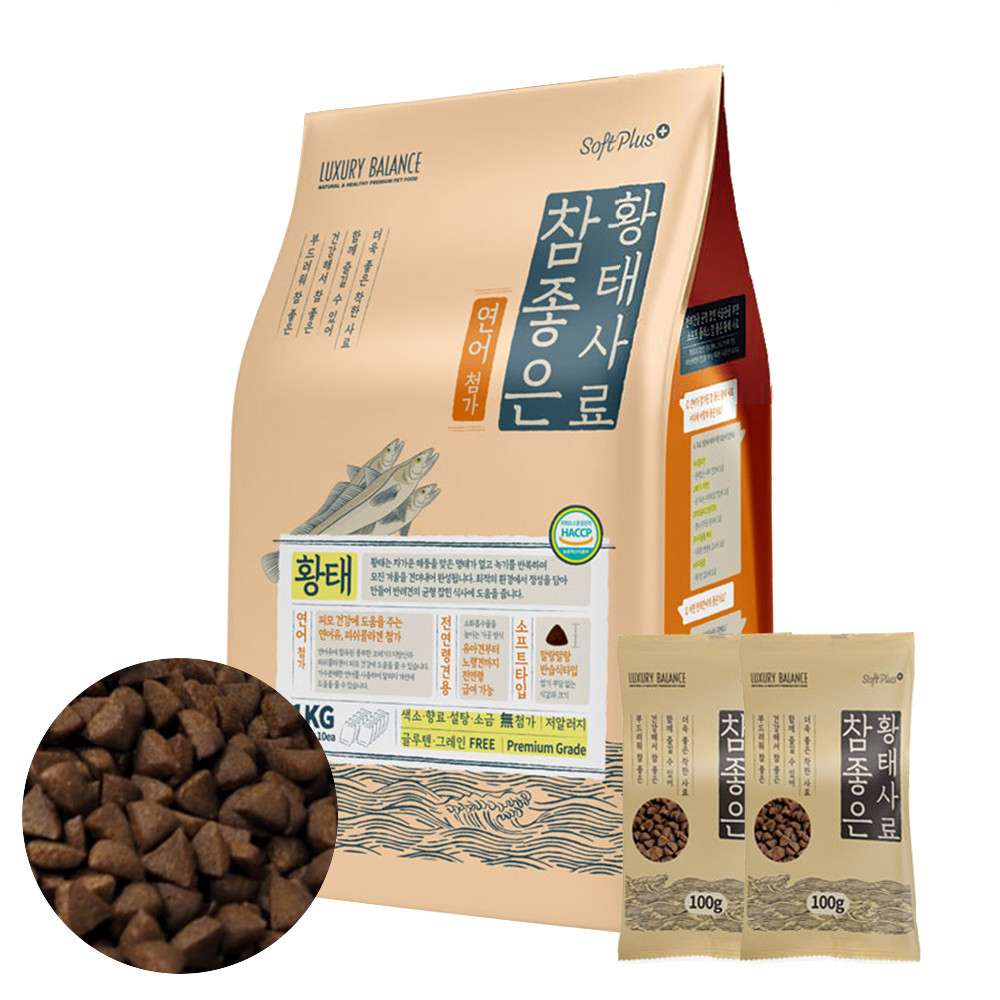 참좋은 황태사료 럭셔리발란스 소프트 부드러운 강아지 사료 황태+연어, 1kg, 1개 - 상품 이미지