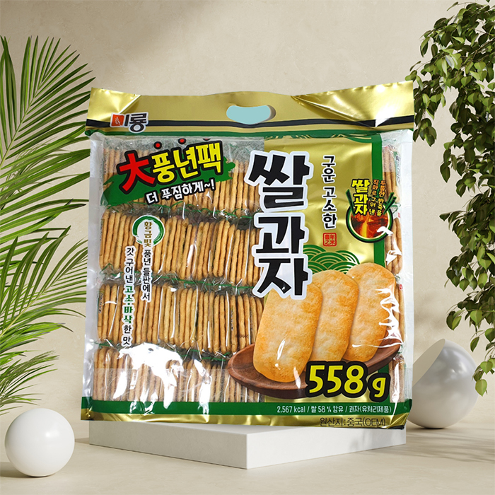 [대풍년팩] 미룡 구운고소한 쌀과자 풍년팩 558g (약70봉 내외) 대용량 개별포장 달콤한 뻥튀기