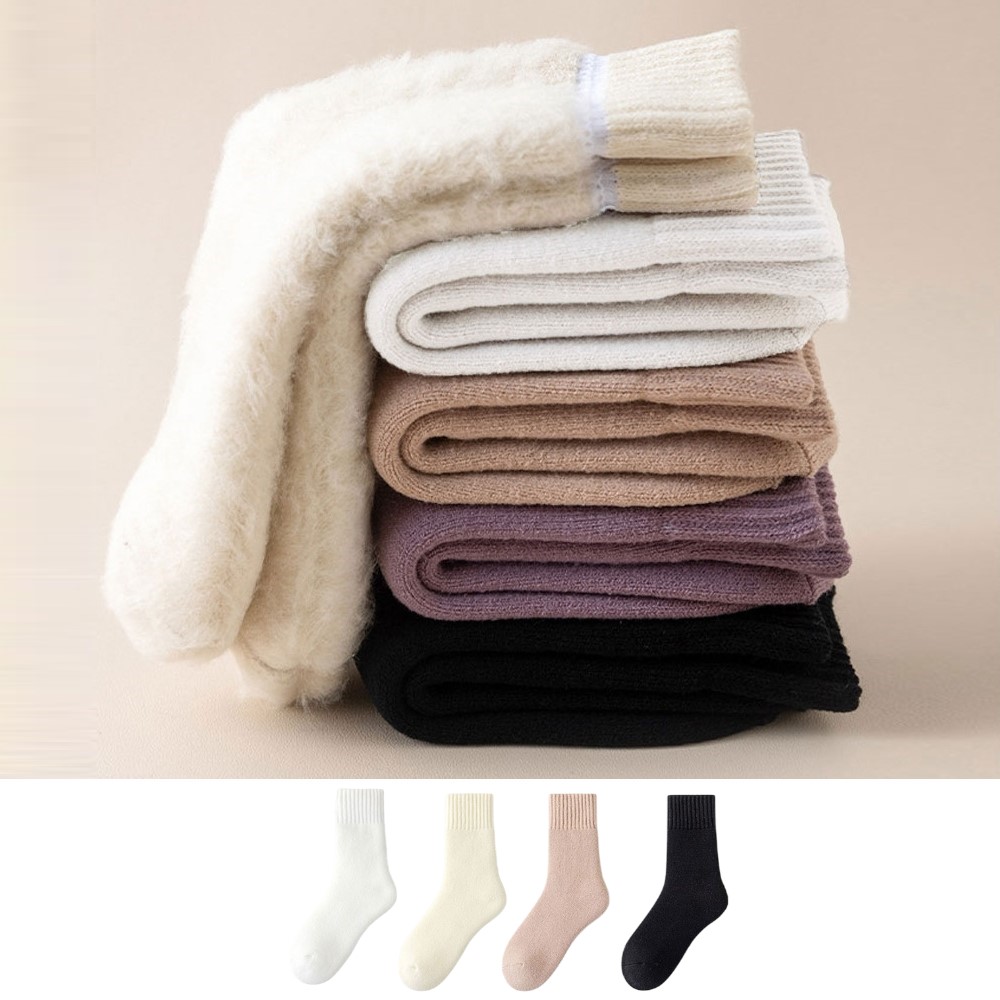 보들 도톰 보온 양말 4color 여성 겨울 방한 양털 기모 삭스 울양말 - 상품 이미지