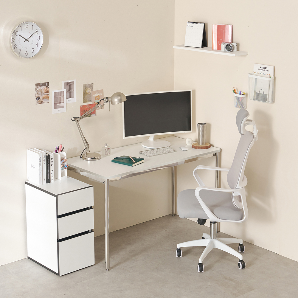 포커스 철제 책상 고등학생 원룸 1200 바닐라크림