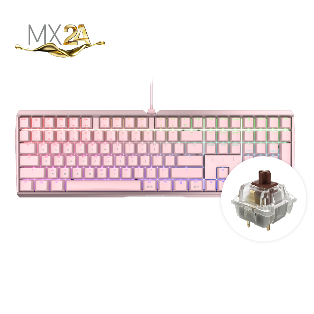 체리 MX 3.0S RGB 기계식 키보드 풀배열 사무용 핑크, MX2A 갈축 - 상품 이미지