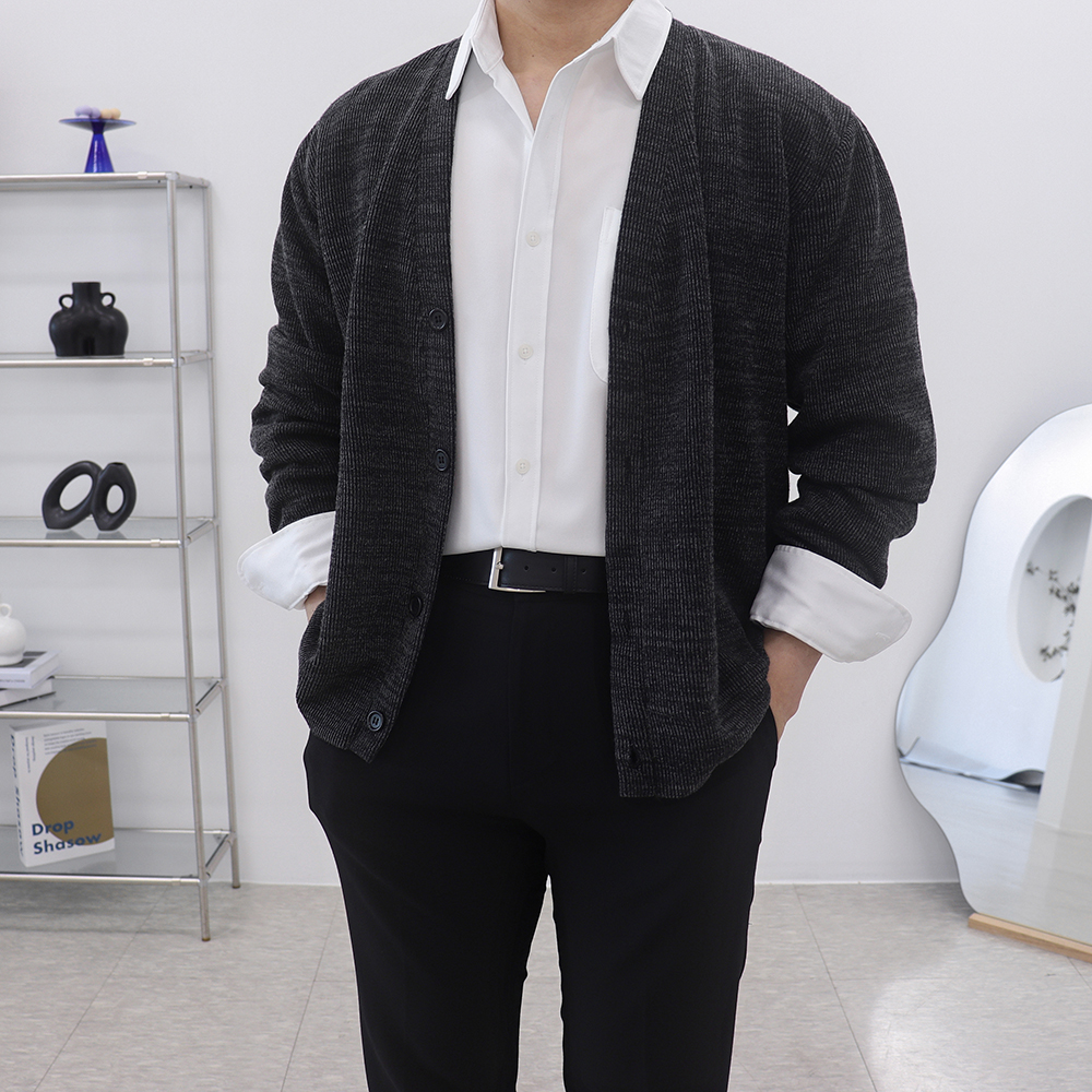 1+1 남자정장가디건 남성오버핏가디건 남자브이넥카디건 - 상세 이미지 3
