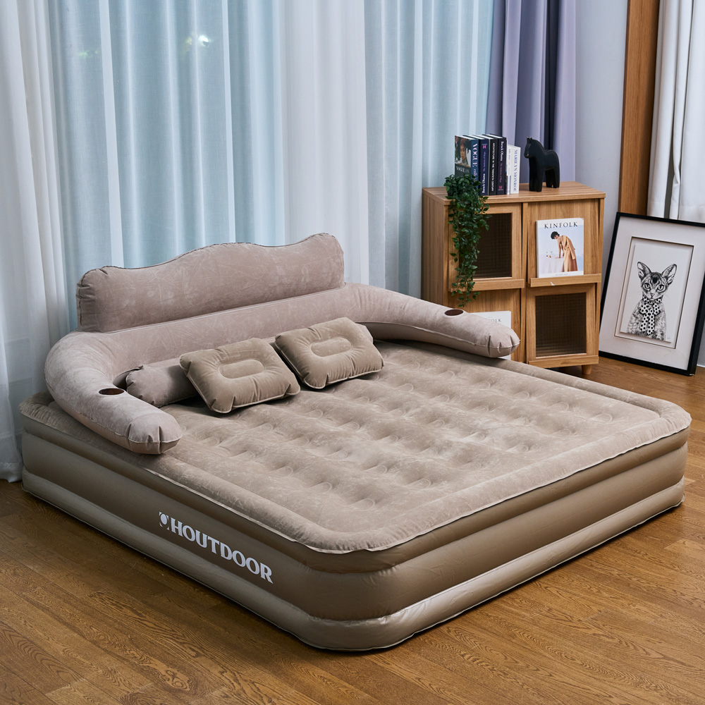 하웃도어 캠핑 에어 매트 침대 더블 자충 소파 베드 원터치 펌프 내장형 에어베개 포함