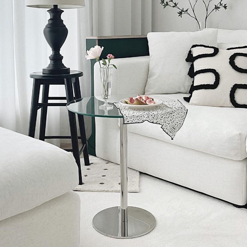 롤리팝 강화유리 사이드 테이블 500size 3colors