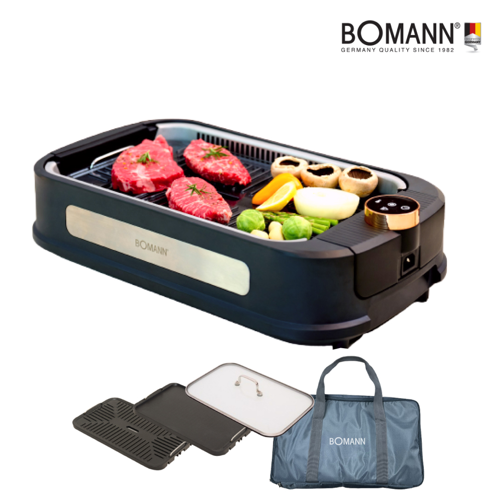 연기 없는 보만 전기그릴 DSIG11NE1B 집 안 방에서 사용 가능 스모크리스 그릴 SET(2종 구이팬 +뚜껑 +캠핑용 파우치)