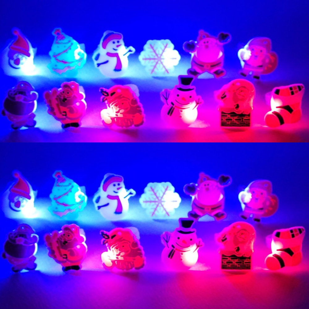 크리스마스 LED 악세사리 반지 50개 어린이집 성탄절 선물 산타 눈사람 불빛 반지 - 상세 이미지 2