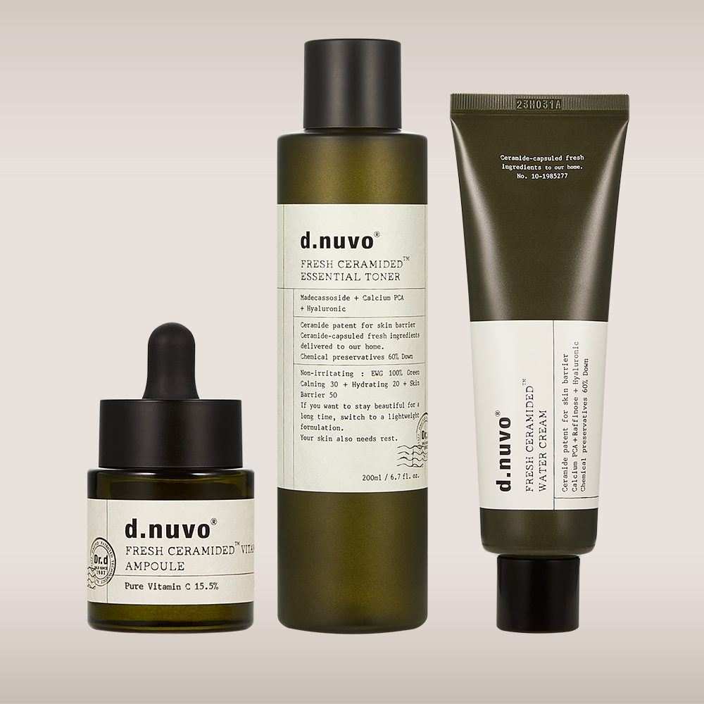 디누보 프레쉬 세라마이디드 비타민 C 앰플 18ml + 디누보 프레쉬 세라마이디드 에센셜 토너 200ml + 디누보 프레쉬 세라마이디드 워터크림 80ml 3종세트 - 상품 이미지