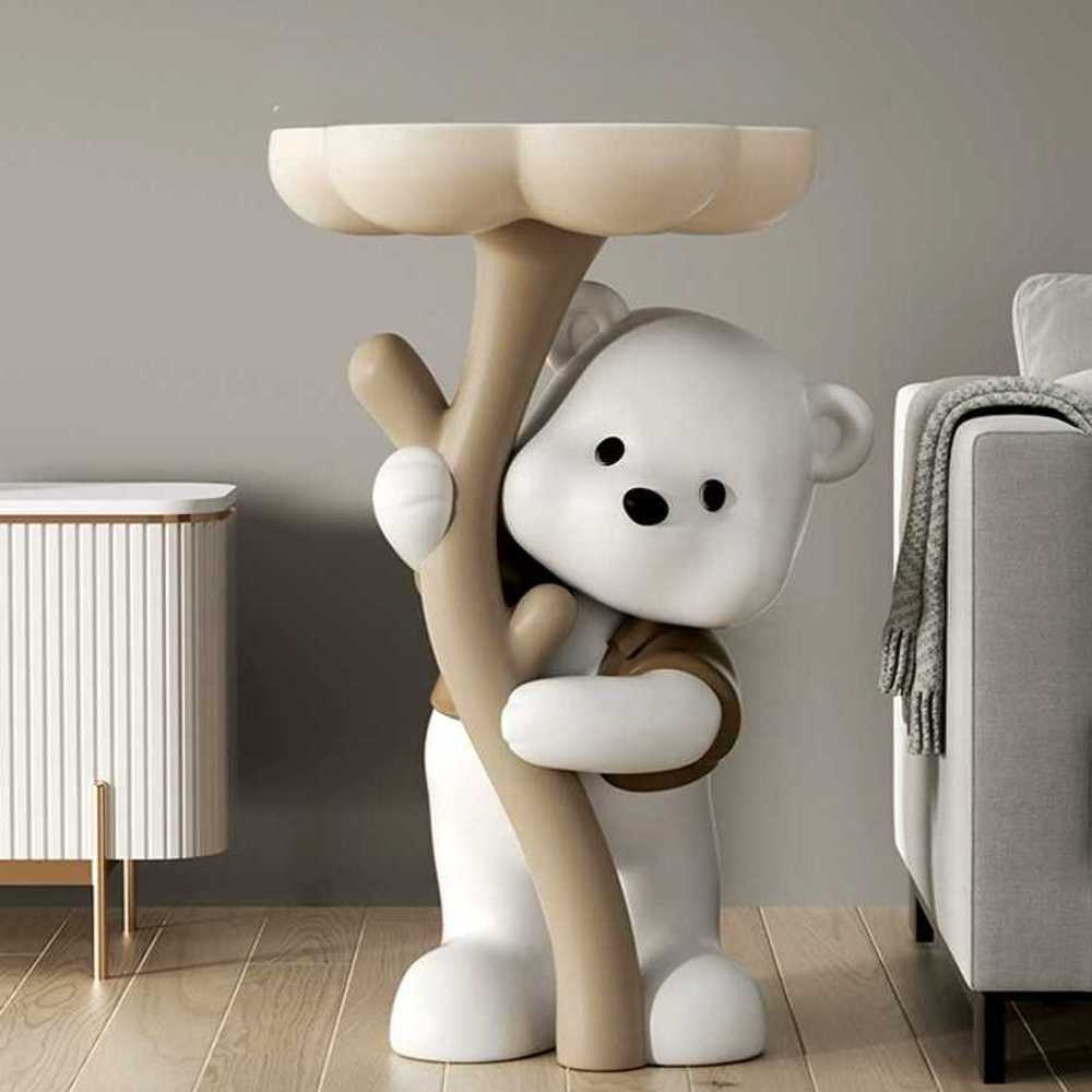 사이드 테이블 곰 트레이 쇼파협탁 귀여운 인테리어 62cm - 상품 이미지