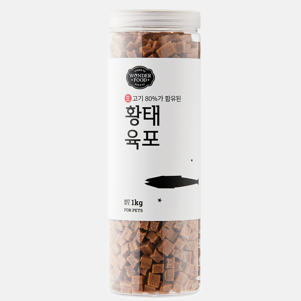 강아지 육포 큐브 노즈워크 노령견 져키 훈련용 보상 간식 원더푸드 황태, 1kg, 1개 - 상품 이미지