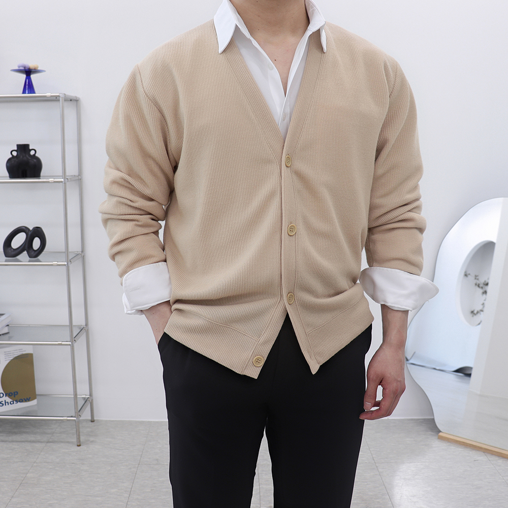 1+1 남자정장가디건 남성오버핏가디건 남자브이넥카디건 - 상세 이미지 4
