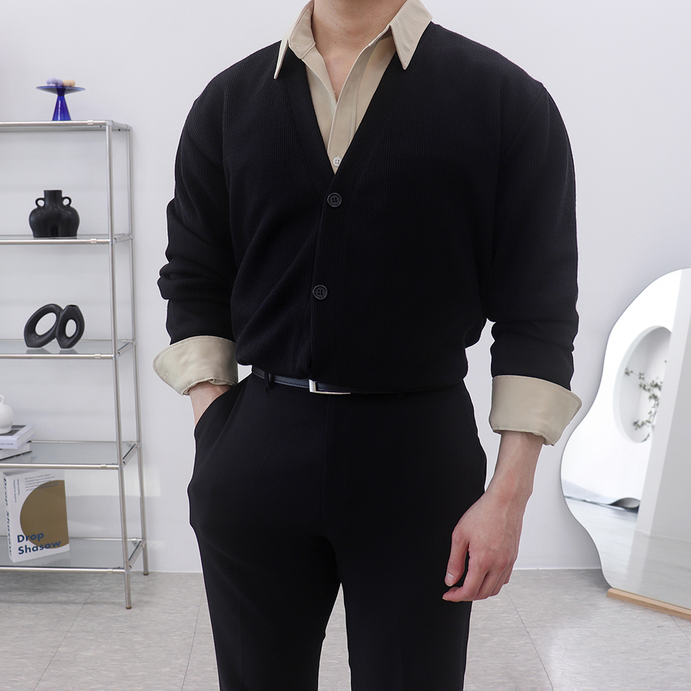 1+1 남자정장가디건 남성오버핏가디건 남자브이넥카디건 이미지 8