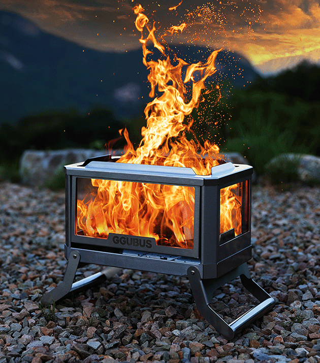 꾸버스 서라운드뷰 유리 화로대 불멍 접이식 화로 스테인리스 캠핑