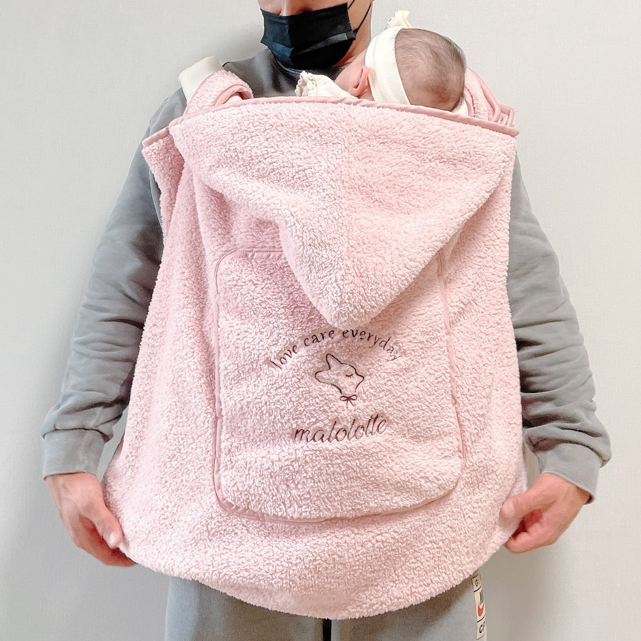 마롤 극세사 아기띠워머 아기 망토 블랭킷 후드 담요 겨울옷