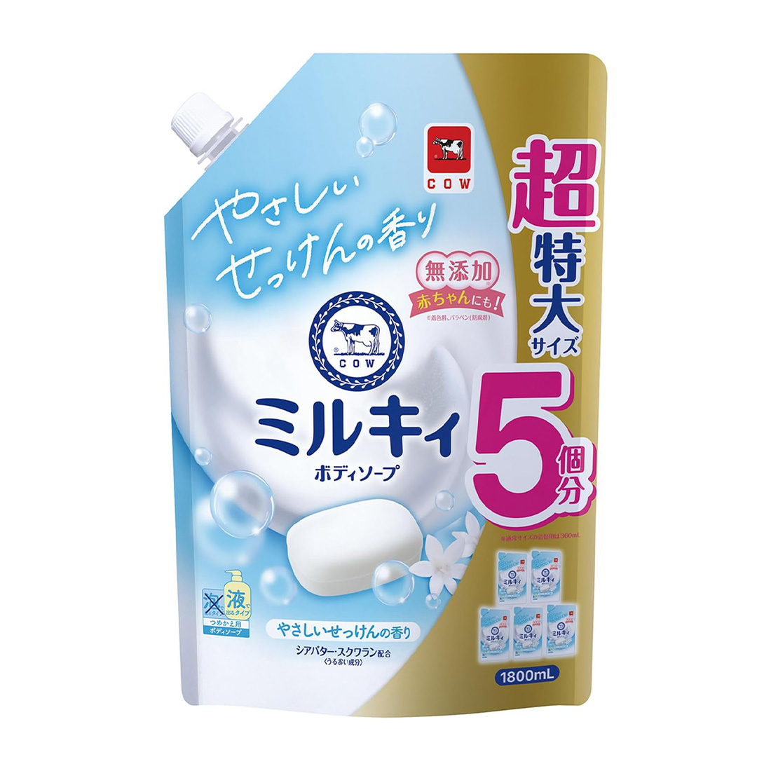【해외】 밀키 바디솝 대용량 리필 1800ml 비누향