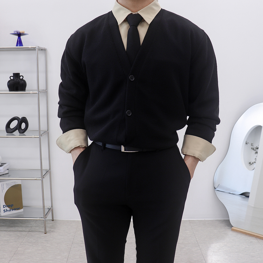 1+1 남자정장가디건 남성오버핏가디건 남자브이넥카디건 이미지 7