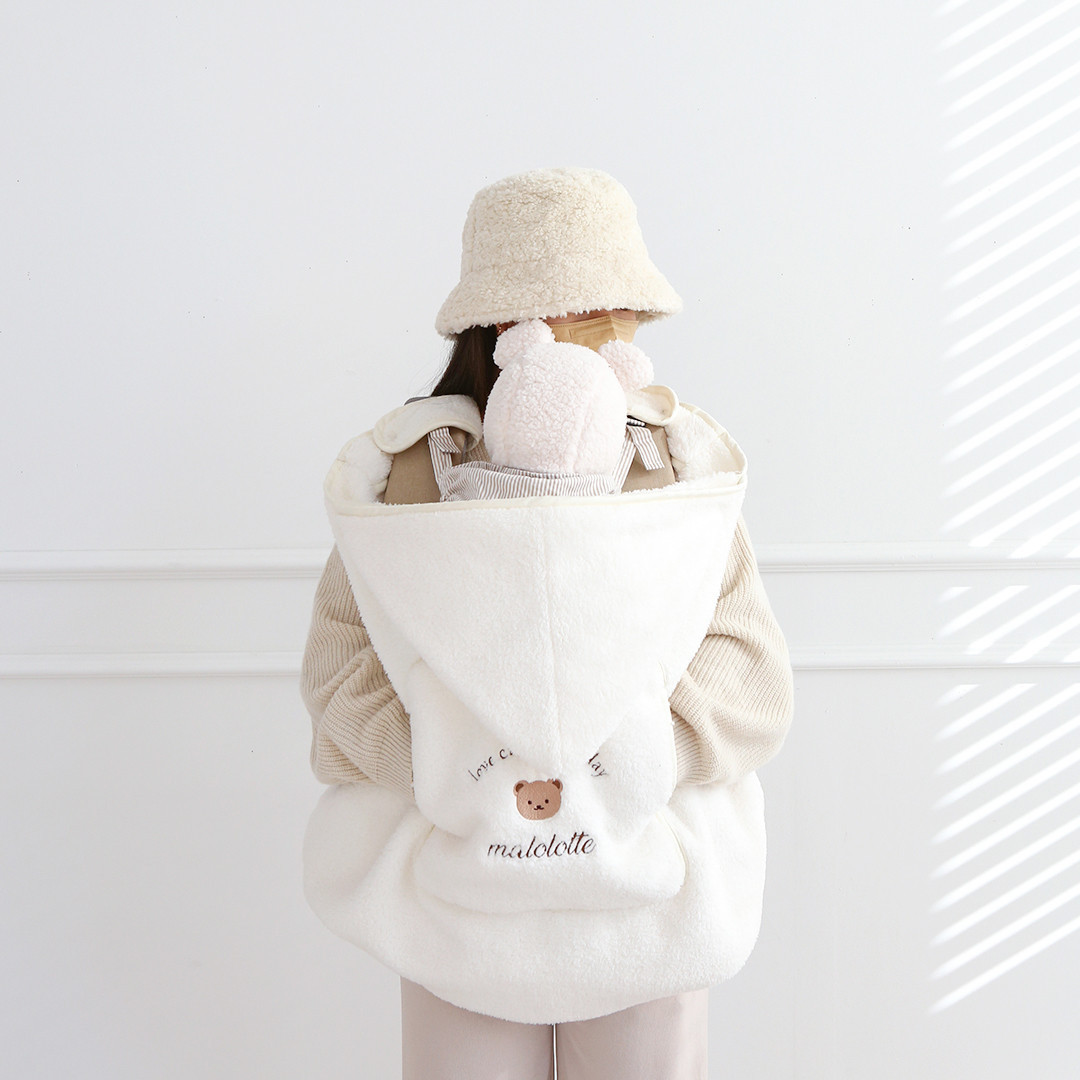 마롤 극세사 아기띠워머 아기 망토 블랭킷 후드 담요 겨울옷