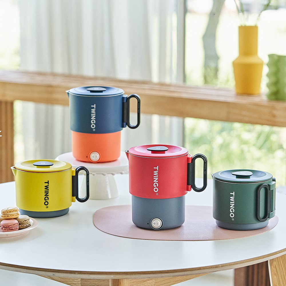 트윙고 트래블 팟 컴팩트 접이식 폴딩포트 110v 겸용 캠핑 여행용 휴대용 라면포트 7컬러