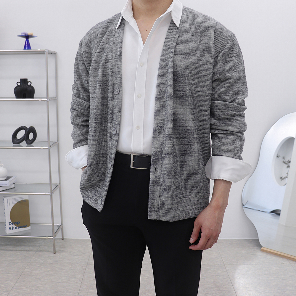 남자정장가디건 남성오버핏가디건 남자브이넥카디건 - 상세 이미지 2