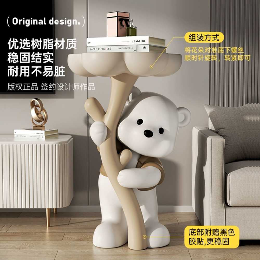 사이드 테이블 곰 트레이 쇼파협탁 귀여운 인테리어 62cm - 상세 이미지 4
