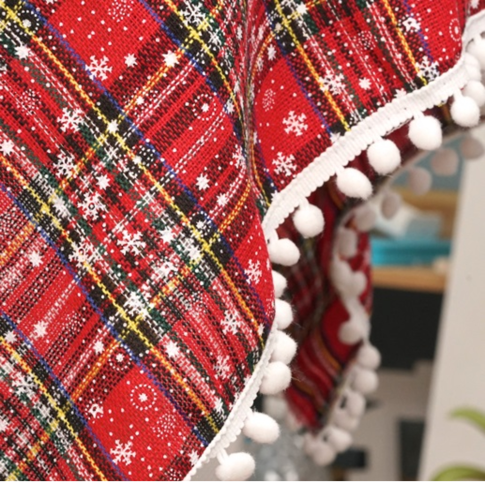 화이트 크리스마스 눈꽃 식탁보 눈꽃 눈송이 체크무늬 원형 사각 4인 6인 테이블보