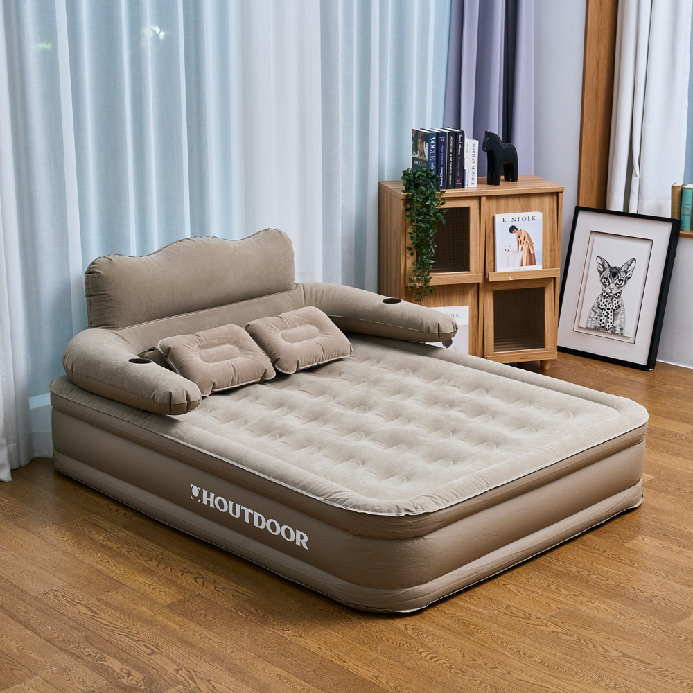 하웃도어 캠핑 에어 매트 침대 더블 자충 소파 베드 원터치 펌프 내장형 에어베개 포함