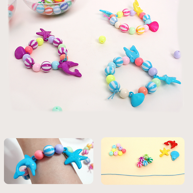 여름철 비즈팔찌만들기재료DIY 돌고래 컬러비즈파랑컬러 유치원초등생 1인용 - 메인 이미지