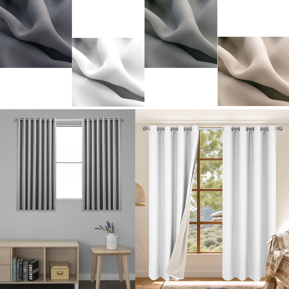 암막 방한 커튼 2개입 간편설치 이중구조 햇빛 외풍차단 누빔 방풍 가림막