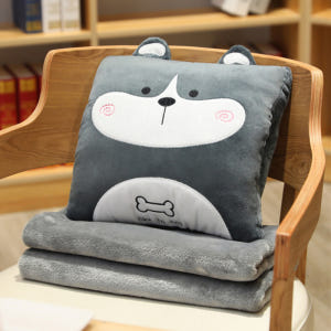 쿠션담요 극세사 차량용 무릎 담요 차량 기내용 여행용 쿠션 다크그레이 강... 솔직 후기 | 실제 배치 사진 포함 - 상품 이미지 1