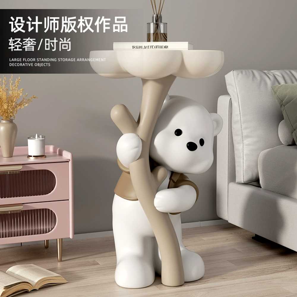 사이드 테이블 곰 트레이 쇼파협탁 귀여운 인테리어 62cm - 상세 이미지 2