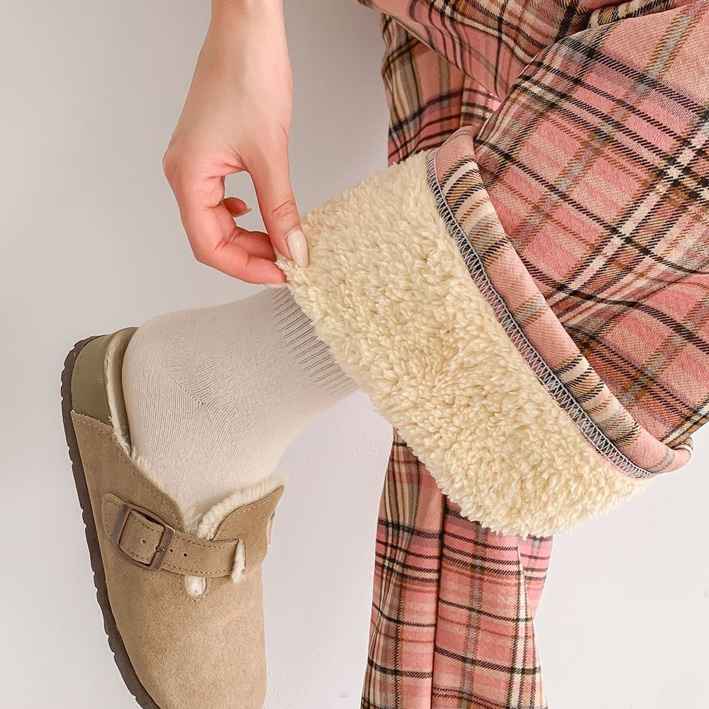 융기모 밴딩 팬츠 바지 털 체크 수면바지 - 상세 이미지 3