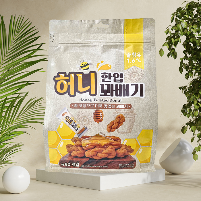 한입 허니 꿀꽈배기 쿠키 대용량 개별포장 전통과자 520g (약 80개입)