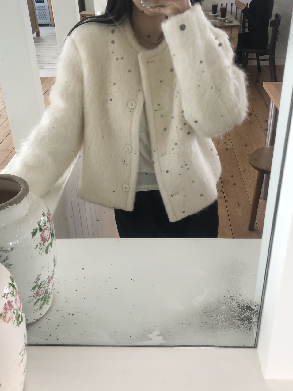 felt wool jacket (1color) / 울자켓 울코트 숏자켓 겨울자켓 아이보리자켓 크림자켓 크림코트 아이보리코트 라운드넥 상세 이미지 10