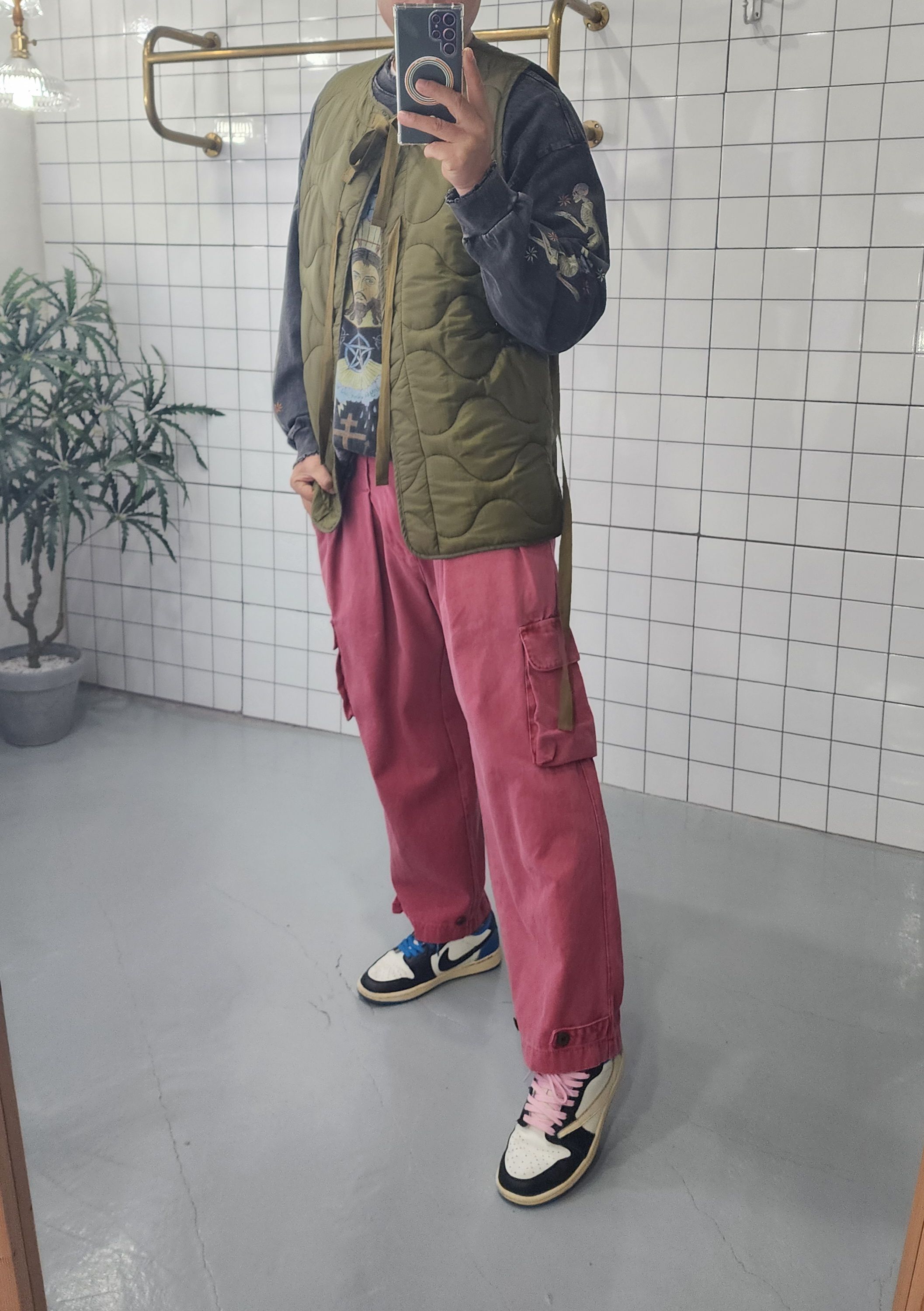 (무배)아머 가먼트 단추 카고 팬츠 - 상세 이미지 2