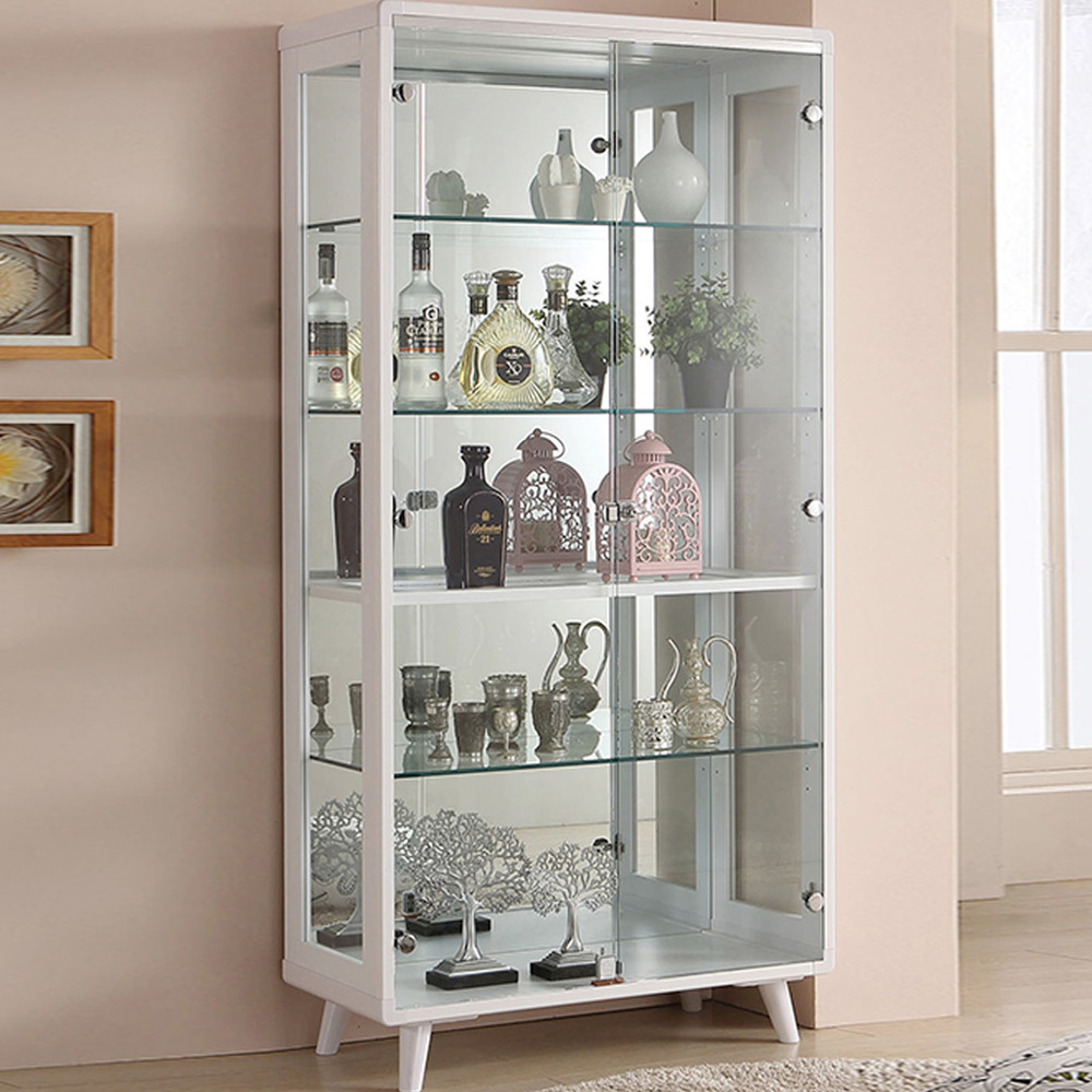 H136F 강화유리 LED 와이드 장식장