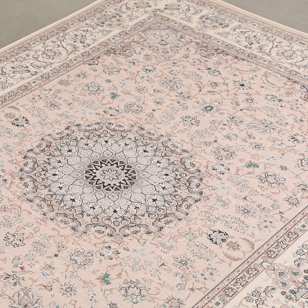 거실 페르시안 먼지없는 워셔블 단모 러그 카페트 피치베이지 150x100