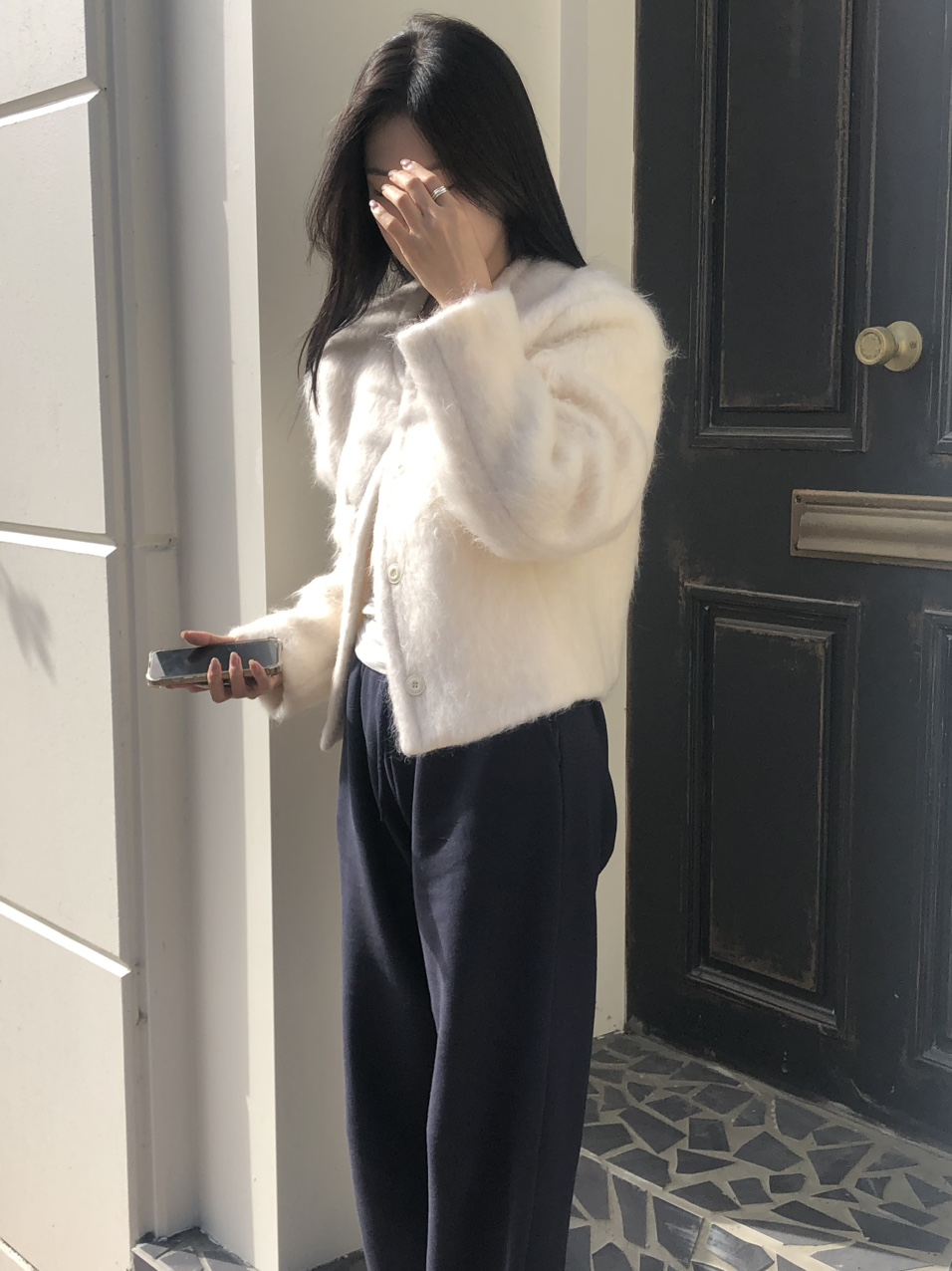 felt wool jacket (1color) / 울자켓 울코트 숏자켓 겨울자켓 아이보리자켓 크림자켓 크림코트 아이보리코트 라운드넥 상세 이미지 3