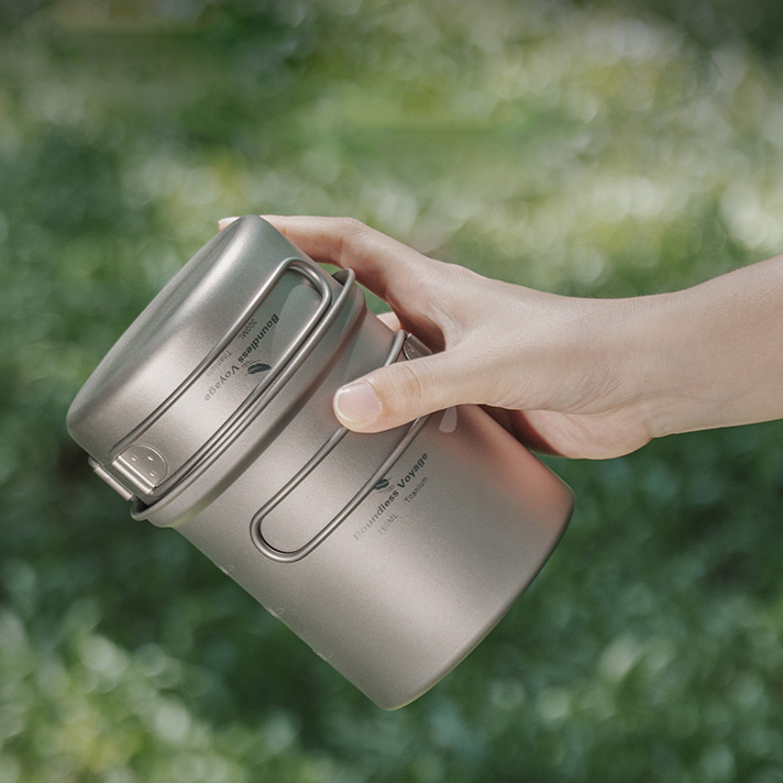 대륙의 키녹스 티타늄 코펠 캠핑 1인용 냄비 백패킹 반합 바운드리스 보이지