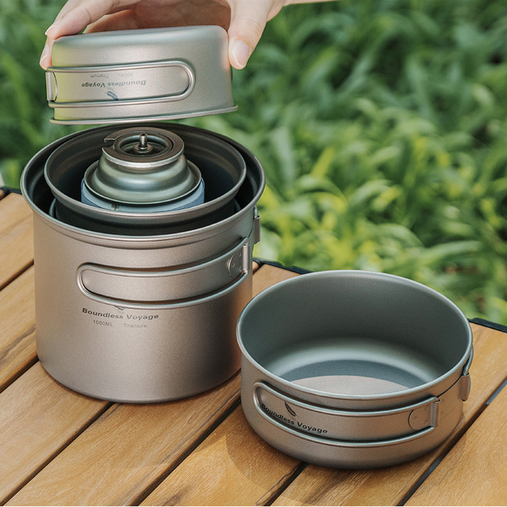 대륙의 키녹스 티타늄 코펠 캠핑 1인용 냄비 백패킹 반합 바운드리스 보이지