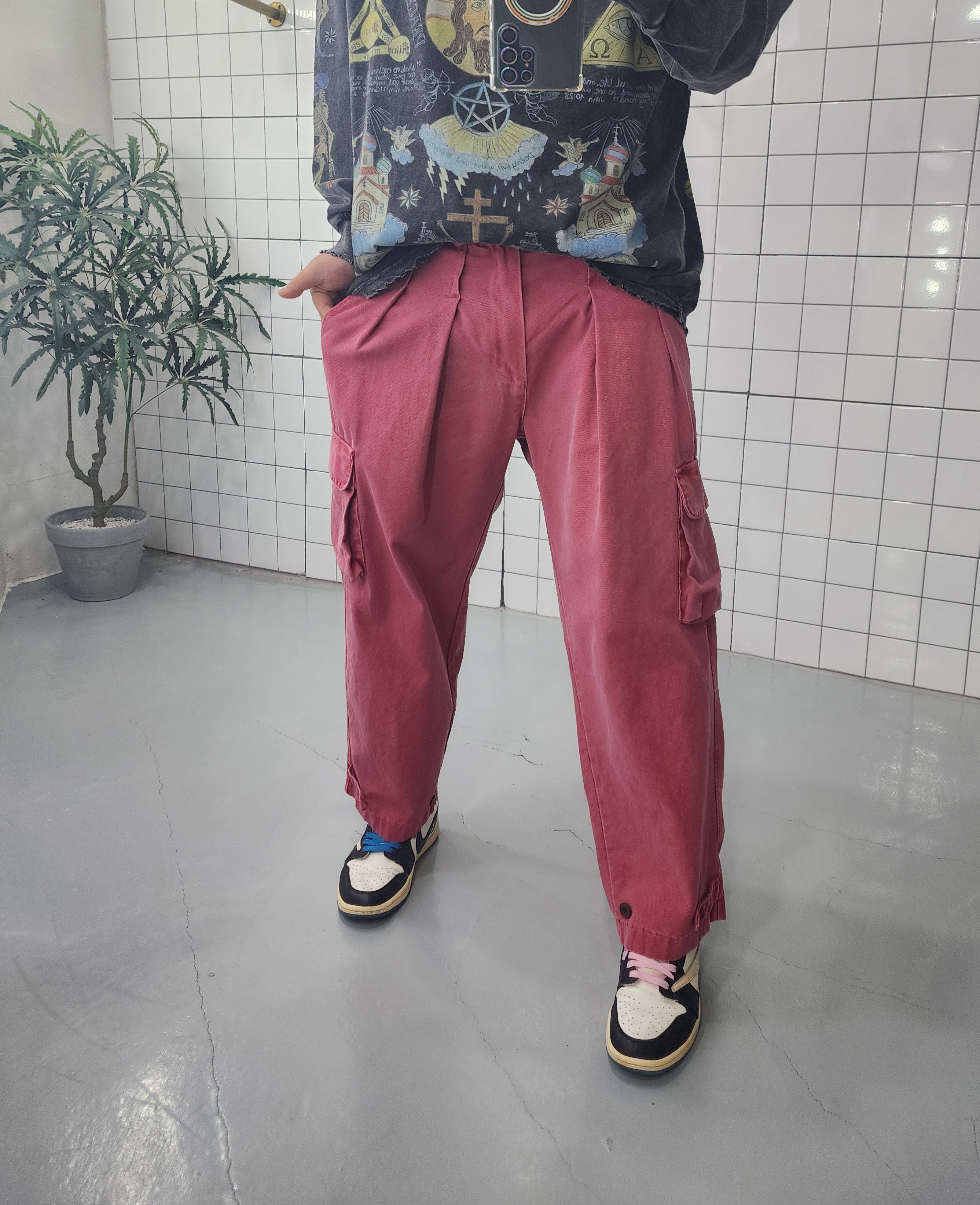 (무배)아머 가먼트 단추 카고 팬츠 - 상세 이미지 3