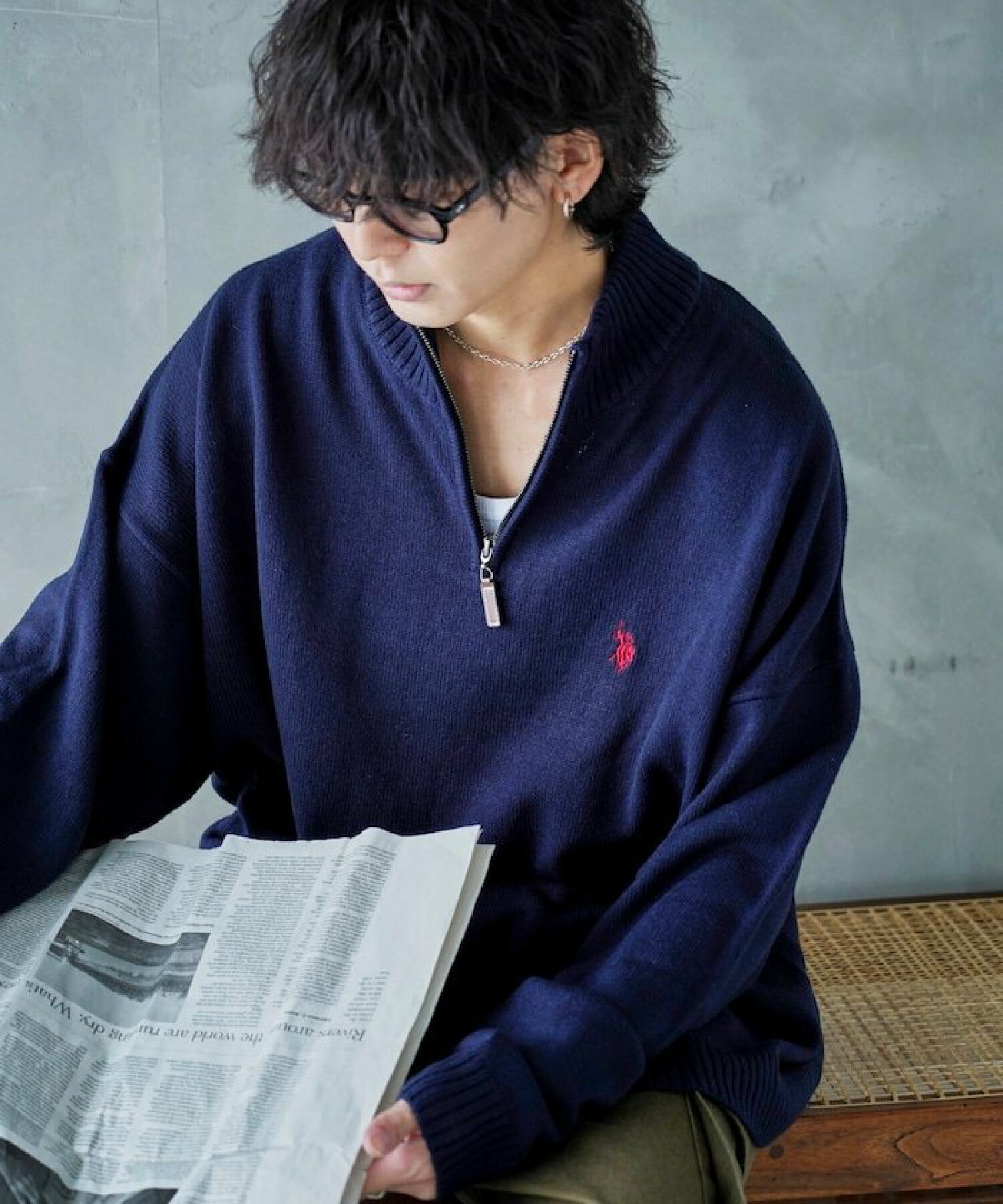 U.S. POLO ASSN. 원포인트 자수 하프 Zip 지퍼 니트 4컬러 - 상세 이미지 2