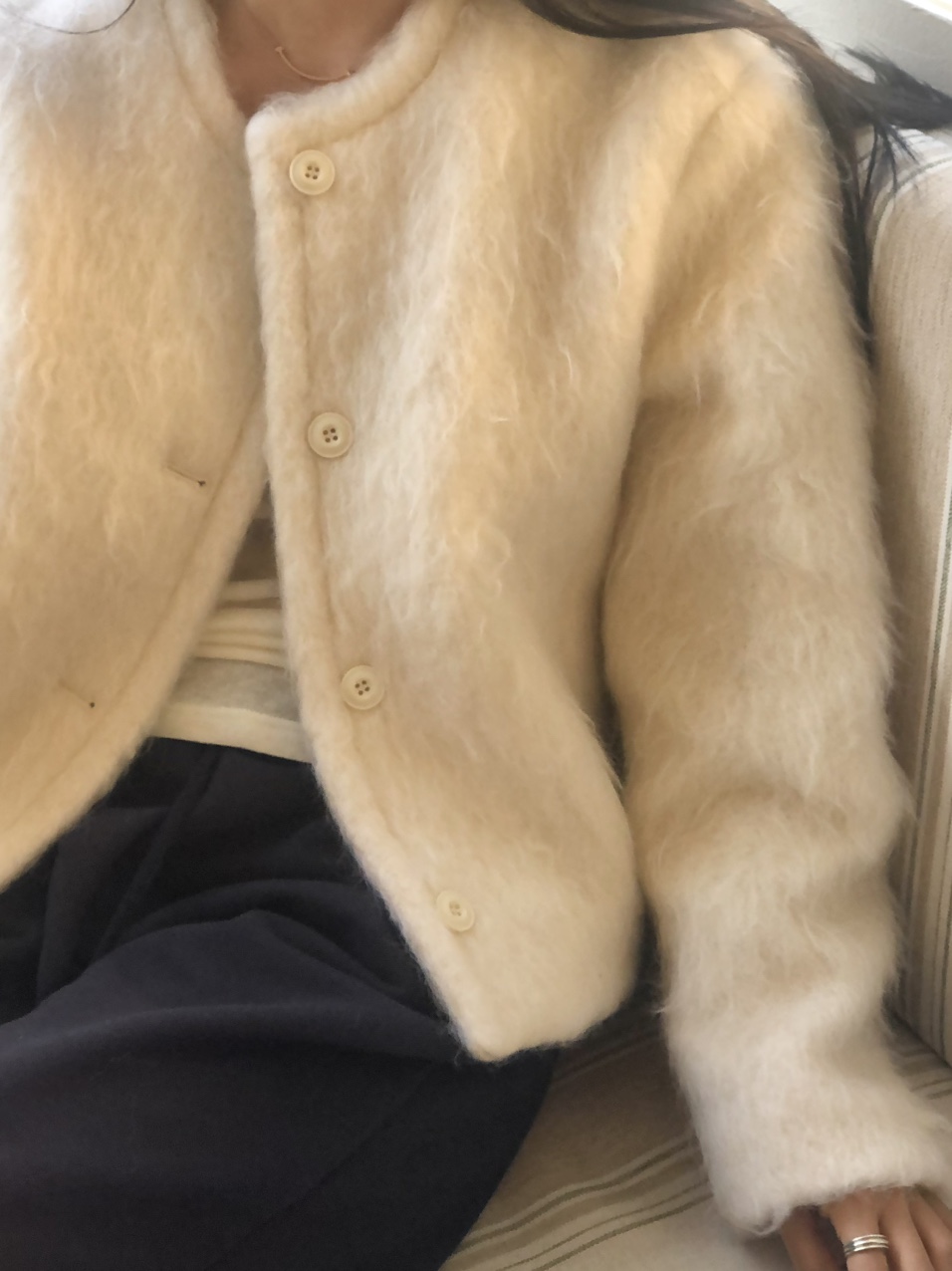 felt wool jacket (1color) / 울자켓 울코트 숏자켓 겨울자켓 아이보리자켓 크림자켓 크림코트 아이보리코트 라운드넥 상세 이미지 11