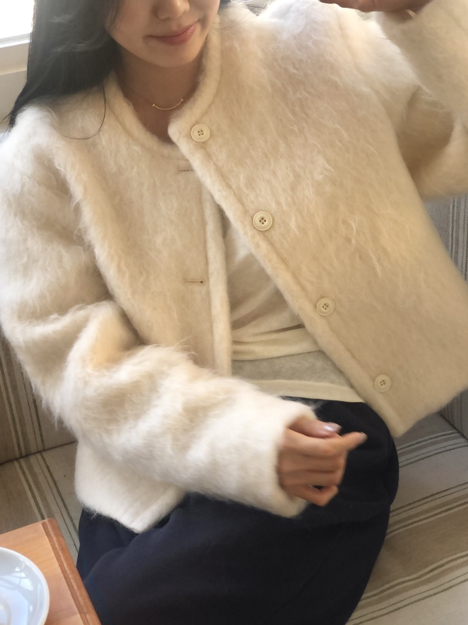 felt wool jacket (1color) / 울자켓 울코트 숏자켓 겨울자켓 아이보리자켓 크림자켓 크림코트 아이보리코트 라운드넥 상세 이미지 13