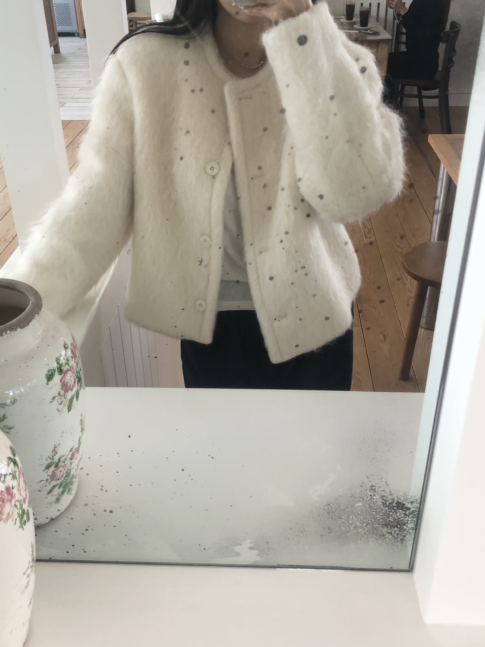 felt wool jacket (1color) / 울자켓 울코트 숏자켓 겨울자켓 아이보리자켓 크림자켓 크림코트 아이보리코트 라운드넥 상세 이미지 9