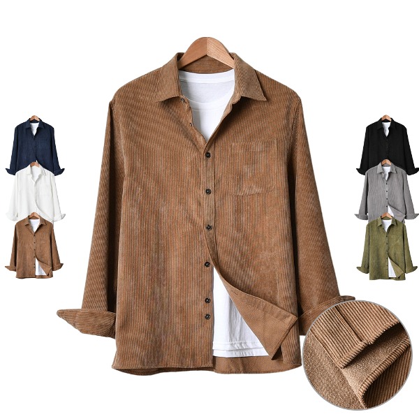 남자 코듀로이 골덴 기모 셔츠 가을 겨울 빅사이즈 남방 제품 이미지